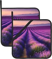 Lavender Fields Potholders BBQ Pot Holders for Heat Resistant Potholder, Hot Pads,Cooking Baking(2-Pack)