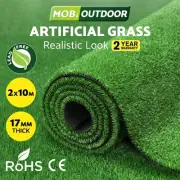 2 Rolls Mobi Outdoor Artificial Grass Synthetic Turf 2Mx10M Plastic Lawn 17mm