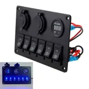 Car Boat Marine 12V Switch Panel 6 Gang USB 2 ON-OFF LED Rocker Toggle Control (for: Daihatsu)