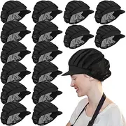Hicarer 16 Pcs Chef Hats for Women Hair Nets Kitchen Cooking Chef Cap Adjustable Elastic Work Cap for Women Adult, Black