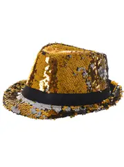 Reversible Silver and Gold Sequin Fedora Hat