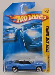 HOT WHEELS 2008 NEW MODELS '70 PONIAC GTO BLUE #29 DAMAGE ON BOTTOM OF CARD