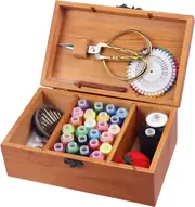Lertenys Wooden Sewing Basket/sewing Box With Sewing Kit Accessories - Box For Organizer With Wooden Storage Basket With Professional Hand