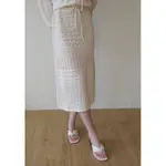 粼 LINOUS CLOTHING HOLLOW LACE KNIT SKIRT 白色半身裙