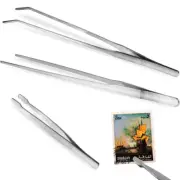 3 Pcs Tweezers Set Precision for Gardening Industrial Work Metal