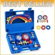 Comprehensive 5FT AC Manifold Gauge Kit with Color-Coded Hoses & Adapters