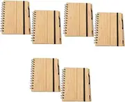 STOBOK 3 Sets Academic Planner Notebook Spiral Bound Bamboo Cover for Notes and Planning