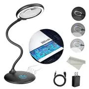 5X Rechargeable Magnifying Glass with Light and Stand, Dimmable Lighted
