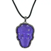 KIRKS FOLLY ETERNAL SPARKLE HALLOWEEN SKULL NECKLACE ANTIQUE SILVER TONE