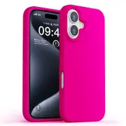 ZUSLAB for Apple iPhone 16 Plus Case Liquid Silicone Anti-Scratch Gel Rubber Shockproof Protective Cover with Soft Microfiber Lining (2024) - Hot Pink