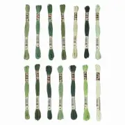 14 Skeins Embroidery Floss, Polyester Threads Multicolored Grass Green