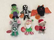 Starbucks Collector Sets #7 & #8 Halloween & Christmas Finger Puppets 2001 MWT