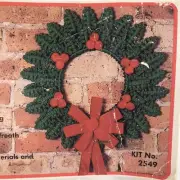 Vintage Fibre Craft Macrame Holly Leaf Wreath Kit 17.5" Circle Christmas 2549