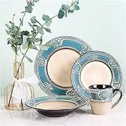 Ceramic Plate Set Durable Serving Plate Steak Salad and Breakfast Plate Set Porcelain 4 Pieces (Color : A)