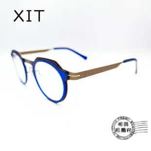 ◆明美鐘錶眼鏡◆ XIT eyewear C024 008 圓形撞色(藍色X棕色)手工鏡框/光學鏡框