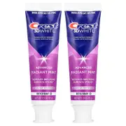 Crest, 3D White Advanced, Fluoride Anticavity Toothpaste, Radiant Mint, 2 Pack, 3.3 oz (93 g) Each