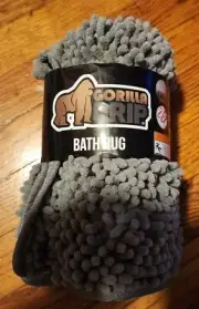 Gorilla Grip Shaggy Chenille Bath Rug Contoured Mat for Toilet Base - Gray Beige
