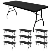 10 Pack Stretch Fabric Table Top Cap Cover, fits 8' Tables, Spandex Table Cov...