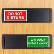 2 Pieces Privacy Sign - Do Not Disturb Welcome Please Knock - 7 x 2 Inch for Office Home Conference - Slider Door Indicator