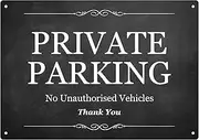Private Parking - No Unauthorised Vehicles, Residential Car Park / Staff Car Parking Bays, Sign / Notice, A4 Size, Exterior Use Sign (Black)