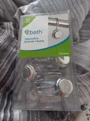 EZ Bath 12 Piece Chrome Decorative Shower Hooks. NIB.