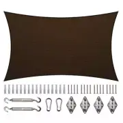 COLOURTREE Sun Shade Sail 12' x 18' 190-Gsm Outdoor Rectangle Brown W/ Hardware