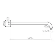 Clark Right Angled Wall Arm 400mm - Chrome