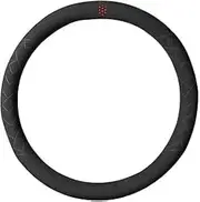 Car Suede Leather Steering Wheel Cover, Universal Design Car Steering Wheel Cover Auto Interior Sport Accessories, Soft Alcantara Touch Leather, Non-Slip, Durable 38 cm/15inch Black
