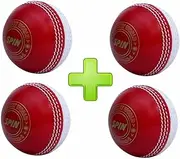 CW Spin Incredible PVC Poly Soft Practice Cricket Ball for All Age Player 4 PCS RED/White