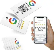 Reusable Review Tap Card for Google Reviews - 5-Cards Pack - QR & Tap NFC Review Card - Review Us on Google Tap Card - iPhone & Android - Boost my Reviews Card - Set Up at Home | by MESSAGENES
