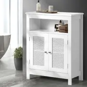 Oikiture Storage Cabinet Floor Cupboard Laundry Rattan Door White