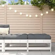 Garden Footstools with Cushions 2pcs White Solid Wood Pine,Pine Wood Garden Footstool with Cushions for Patio and Terrace Garden Furniture Sets