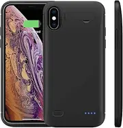 WELUV Battery Charger Case for iPhone X XS Charging Case 4000mAh with Phone Stand Ultra Slim Charger Case Rechargeable Backup Power Bank Black (5.8 inch)