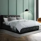 Double Size Bed Frame Gas Lift Base With Storage High Density Foam Padded Black