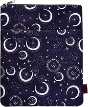 Book Sleeve Moon and Star Book Protector, Book Covers for Paperbacks, Washable Fabric, Book Sleeves with Zipper, Medium 11 Inch X 8.7 Inch