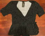 Lascana for Venus - Black with White Polka Dot Top - Women's Size Small