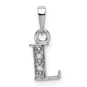 14K White Gold Polished .01ct Diamond Initial L Charm