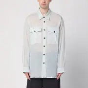 [Dries Van Noten] Light Blue Ice Cotton Shirt With Pockets S Blue