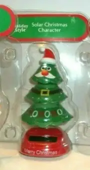 NEW Solar Powered Dancing Winter Christmas Tree with Mustache Bobble Head Toy