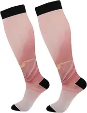 [ODAWA] White Dogs Knee High Socks Compression Socks for Running Support for Nurses, Running, Athletic