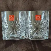 2 NEW RCR CRYSTAL ROCKS GLASSES CRISTALLERIA ITALIANA
