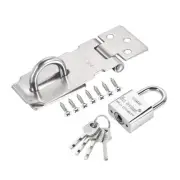 3" Keyed Different Door Latch Hasp Lock with Padlock Screws, Silver