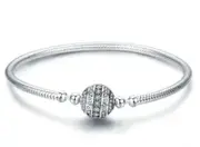 Sterling Silver Round Clasp Snake Chain Bracelet