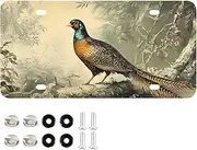 XYMZR License Plate Pheasant Retro Aluminum Decorative Car Front License Plate Vanity Tag Metal Car Plate for Men Women 6 × 12 Inch