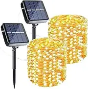 2-Pack Solar String Lights Outdoor 40M 400 LED 8 Modes Solar Fairy Lights, Super Bright Waterproof Twinkle Lights for Tree,Camping Tent, Patio, Garden, Outdoors,Christmas Party Decoration (Warm White)