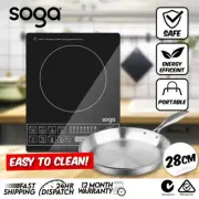 SOGA Electric Induction Cooktop 28cm Stainless Steel Fry Pan Cooking Frying Pan