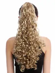 Hair Piece Ponytail Long Voluminous Strong Curly Blonde Light Blonde 50 CM