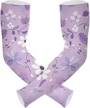 [Yoogain] UV Protection Arm Compression Sleeves Purple Beauty Floset Tattoo Sleeve for Volleyball, Basketball, Cycling Anti-Snag cubre brazos, Purple Beauty Floset
