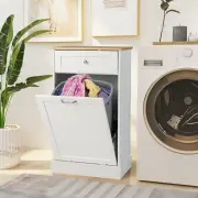 CostwaySpace-saving Floor Storage Cabinet with 2 Shutter Door and Height-adjustable Shelf-White