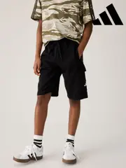 adidas Black Essentials Kids Cargo Shorts (E37145) | $53